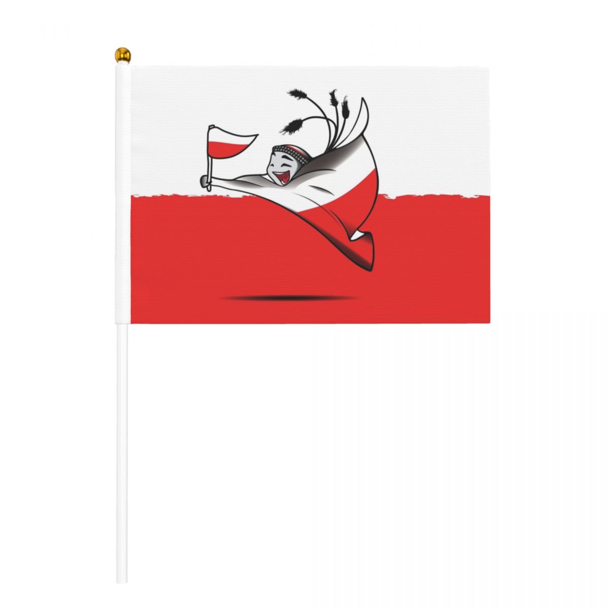 Poland World Cup 2022 Mascot Hand Held Fade Resistant Mini Flag