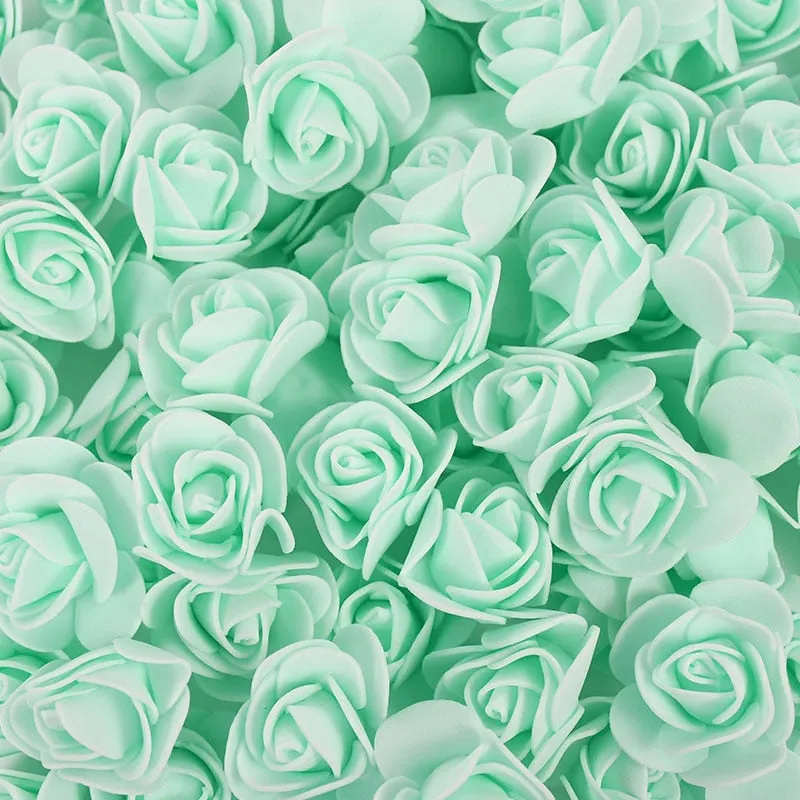 50/100/200Pcs Teddy Bear of Roses 3cm PE Foam Rose Head Artificial Flower Home Decorative Wreath Wedding Valentines Day DIY Gift