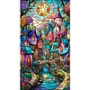 Colored House Glass Painting - Full Embroidery 3 Strands 11CT Stamped Cross Stitch - 40*70CM - Large Size