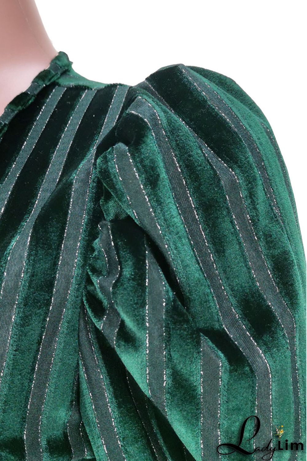 Ink Green Elegant Striped Split Joint V Neck Trumpet Mermaid Dresses