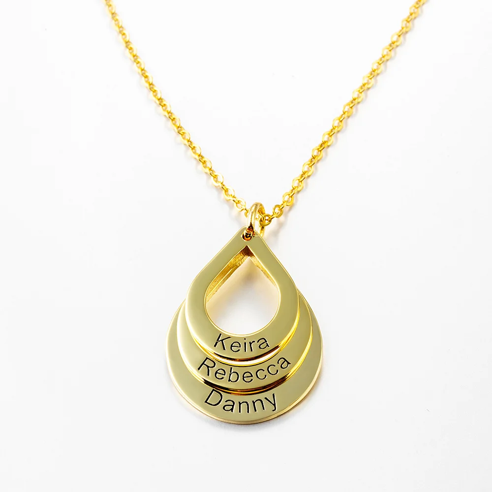 Vangogifts Custom Name Drop Shaped Necklace | Best Gift for Mom Wife Girlfriend Family