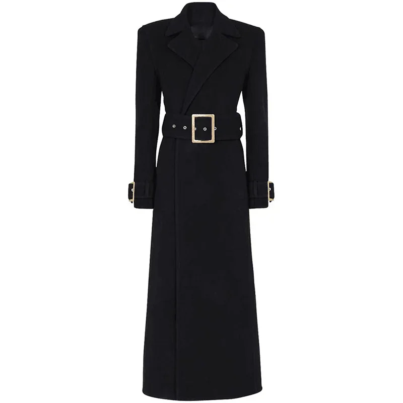 Nigikala Nigikala Autumn And Winter New Star Fashion Simple Belt Plus Long Hair Coat Coat