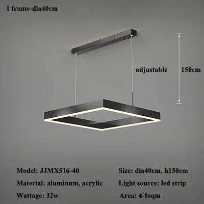 Post-modern Simple Light Luxury Lighting Creative Personality Square Hall Led Chandelier Modern App Dimmable Hanging Light