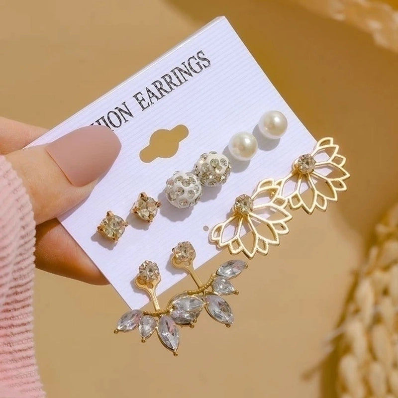 1 Set Minimalist Circle Heart Shape Butterfly Metal Plating Inlay Pearl Women’s Earrings