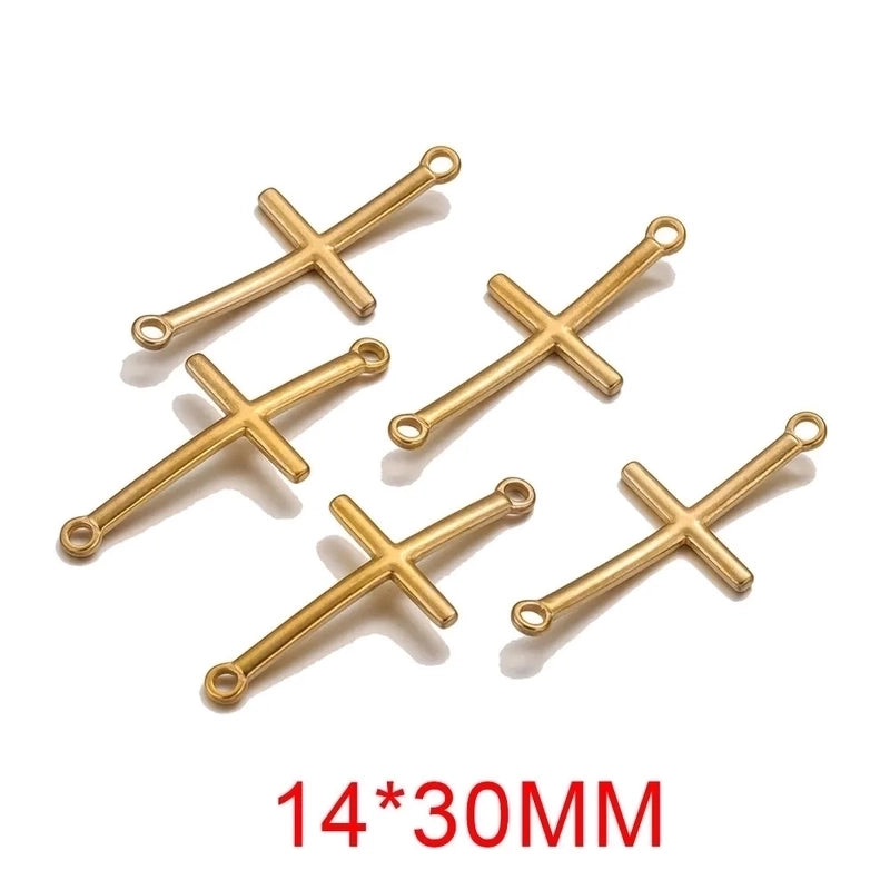 10 Pcs/package Minimalist Cross Stainless Steel Plating Connector Jewelry Accessories