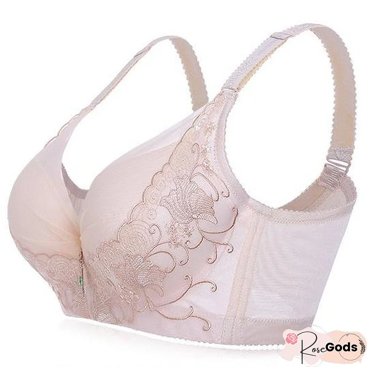 Embroidery Adjustable Gather Push Up Soft Breathable Bras