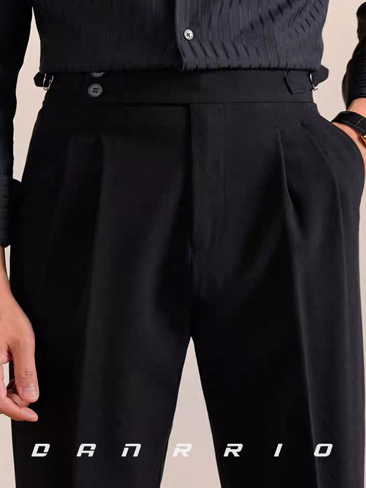 DANRRIO Wool Italian Double Pleat Suit Pants Straight Breathable Trousers DANRRIO.COM DANRRIO