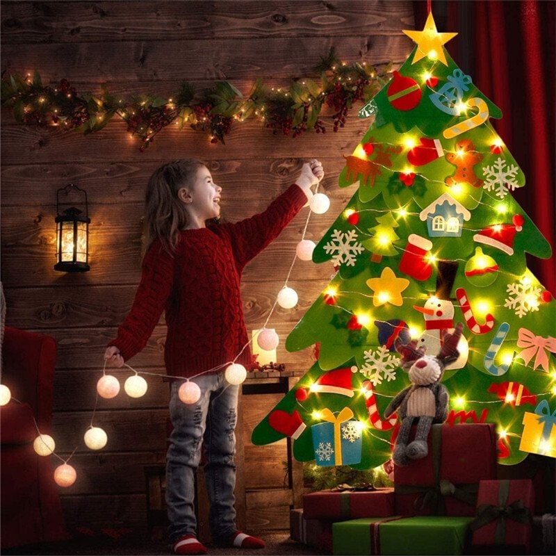 🎄Felt Christmas Tree Set with🎄32PCS Ornaments Wall Hanging Tree
