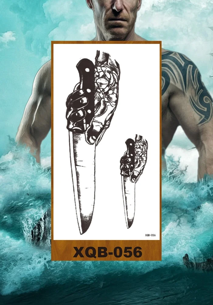 Temporary Tattoos Stickers Vajra Skull Night Demon Crow Mythical Beast Men Women Girl Flower Arm Chest Fake Tatoo Semi Permanent