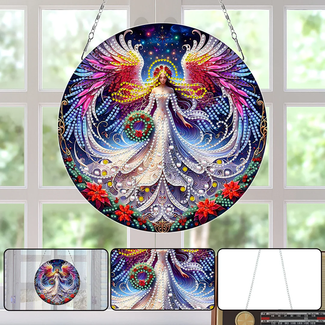 2D Flat DIY Xmas Angel Diamond Art Pendant Double-Sided Diamond Painting Set