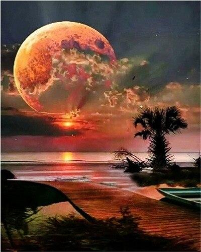 

Red Full Moon Night – Paint By Numbers - 40*50CM, 501 Original