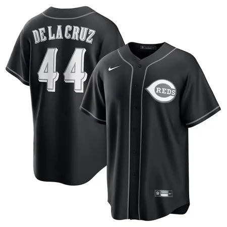 Youth Cincinnati Reds #44 Elly De La Cruz  Black Lights Out Replica Player Jersey