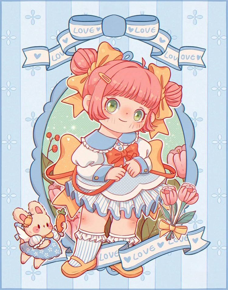 Cartoon Girl 11CT Stamped Cross Stitch 40*56CM