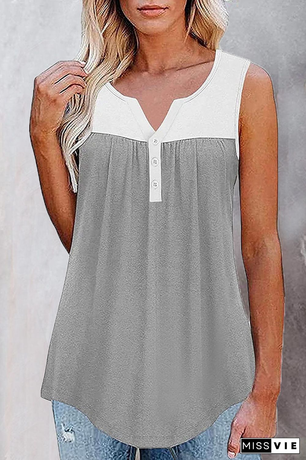 Fashion Casual Solid Split Joint V Neck Tops(7 colors)