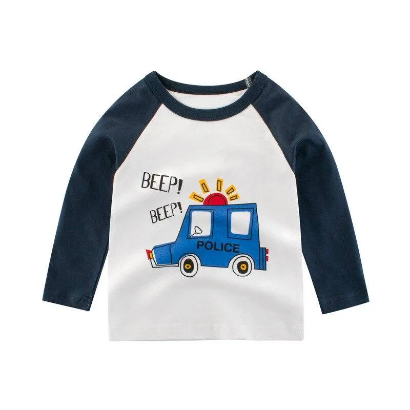 Boys T-shirts Fashion Cartoon Cars Tees Girls Long Sleeve Tops Autumn Winter Kids Cotton Sweatshirt Children Sport T Shirts