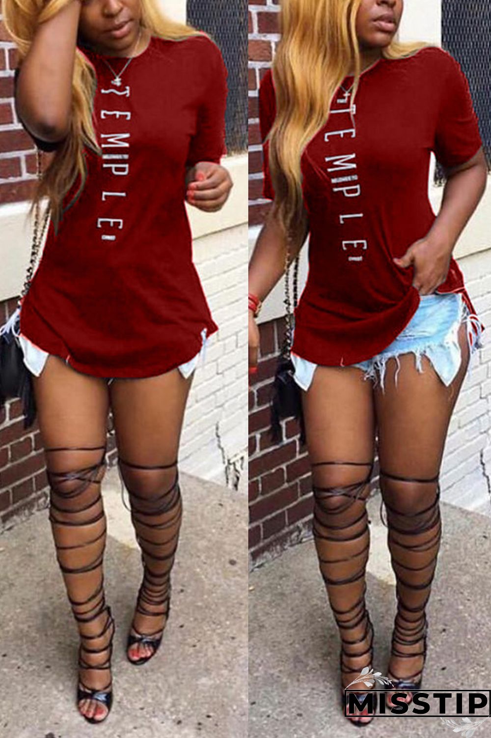CoffeeColor Fashion Casual Printed Short-sleeved T-shirt Top