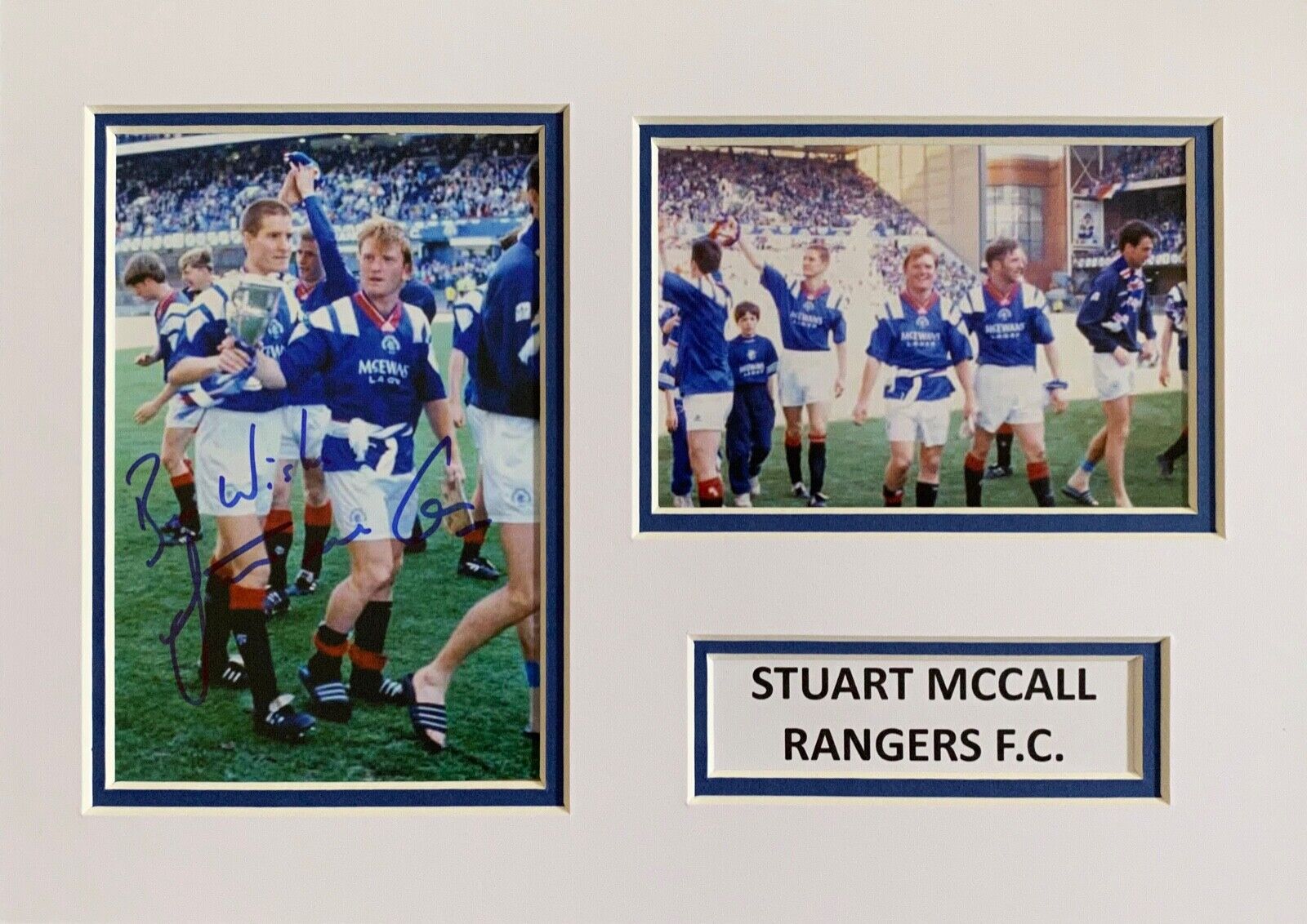 STUART MCCALL HAND SIGNED A4 Photo Poster painting MOUNT DISPLAY RANGERS FOOTBALL AUTOGRAPH