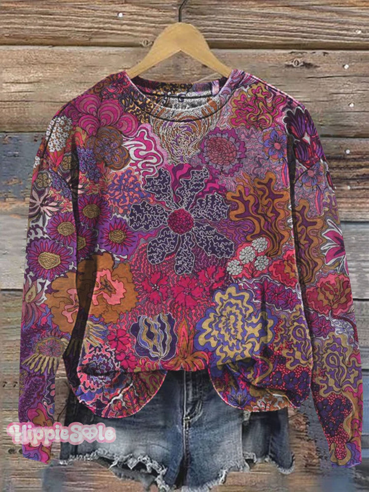 Abstrct Art Print Casual Sweatshirt Multicolor / S