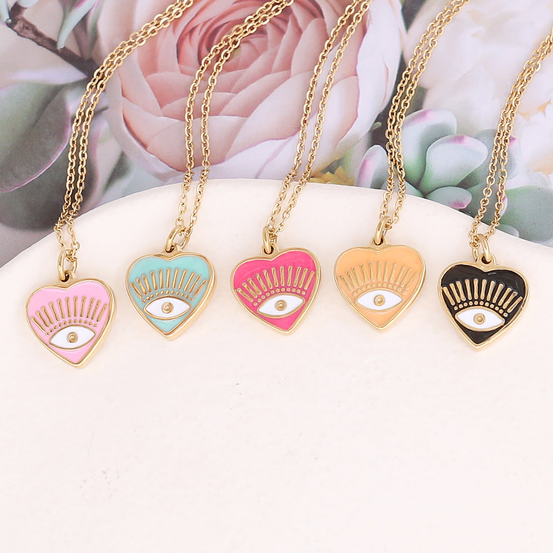 Women Eye Heart Stainless Steel Electroplating Pendants