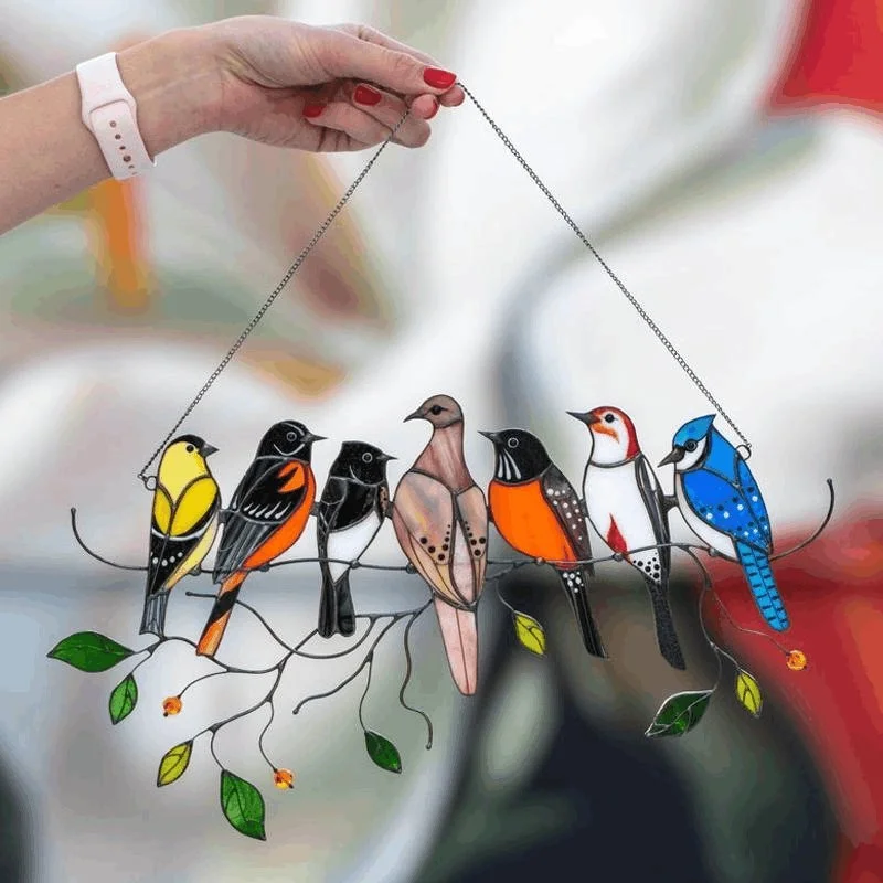 Last Day Special Sale 🐦The Best Gift-Birds Stained  Window  Panel Hangings🎁