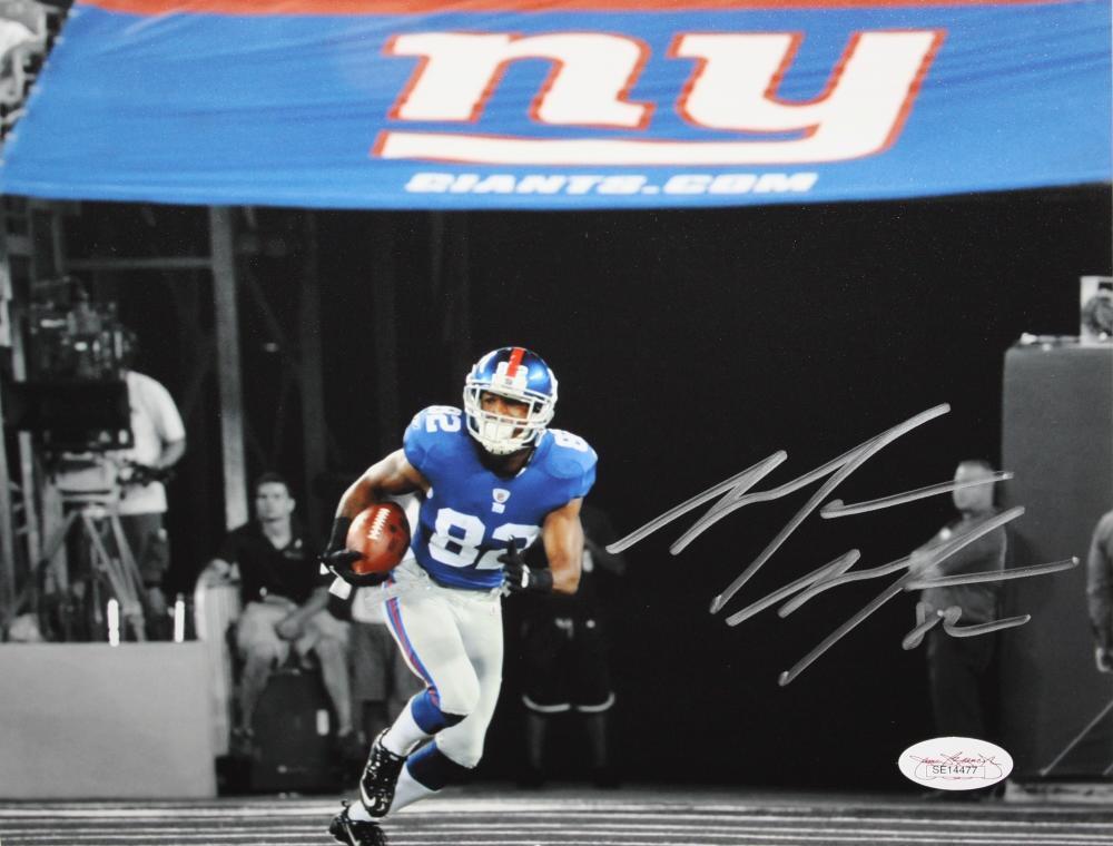 Mario Manningham Autographed 8x10 B&W Color Photo Poster painting- JSA Authenticated