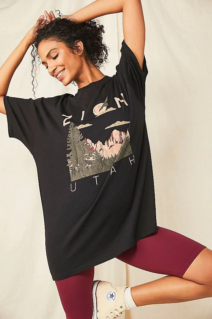 Boho Inspired black cotton oversized t shirt for women casual streetwear long t shirt tee tops summer loose new graphic t shirt