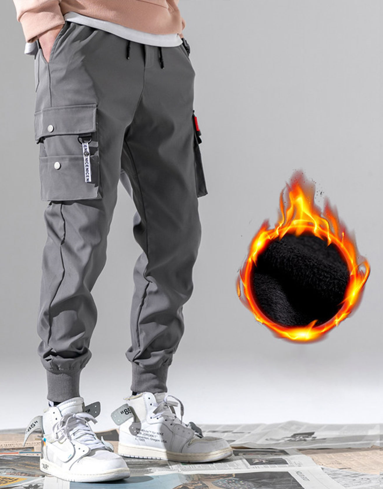 Men's Multi-Pocket Cargo Pants Athleisure Warmth And Thickening Long Pants / TECHWEAR CLUB / Techwear