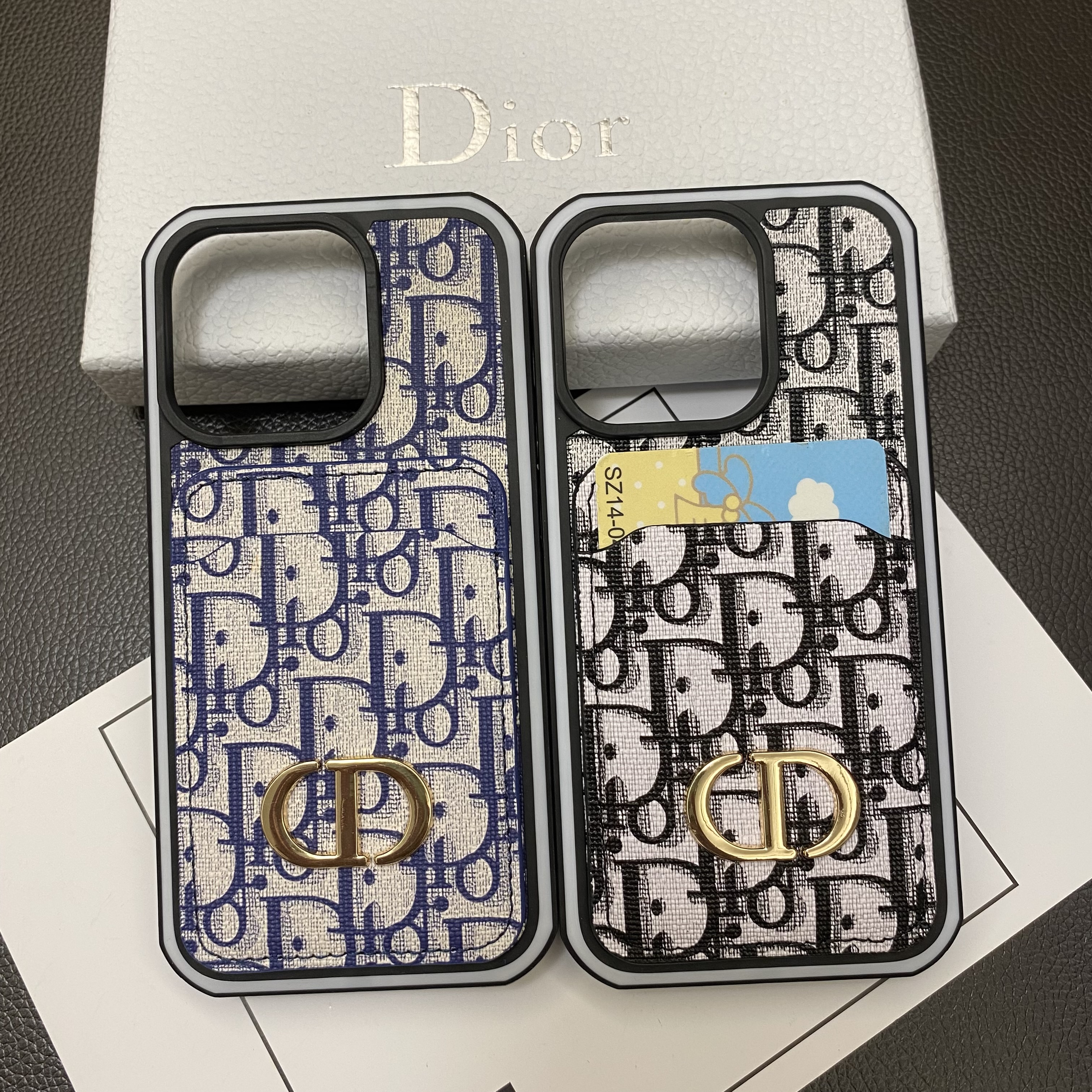 Dior Card Slot Luxury CD Metal Logo Apple iPhone Case
