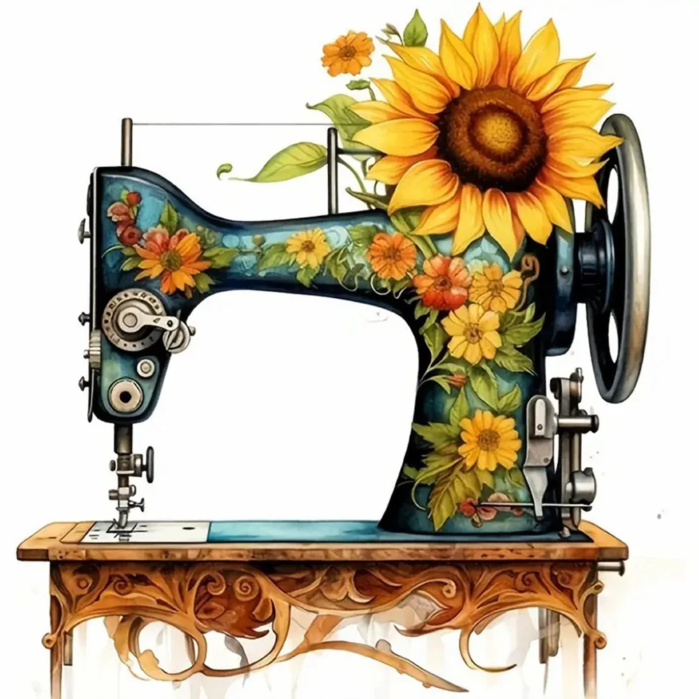 Diamond Painting - Full Round Drill - Sunflower Sewing Machine(Canvas|30*30cm)