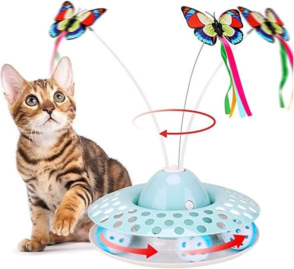 Automatic Electric Rotating Butterfly & Ball Exercise Kitten Toy