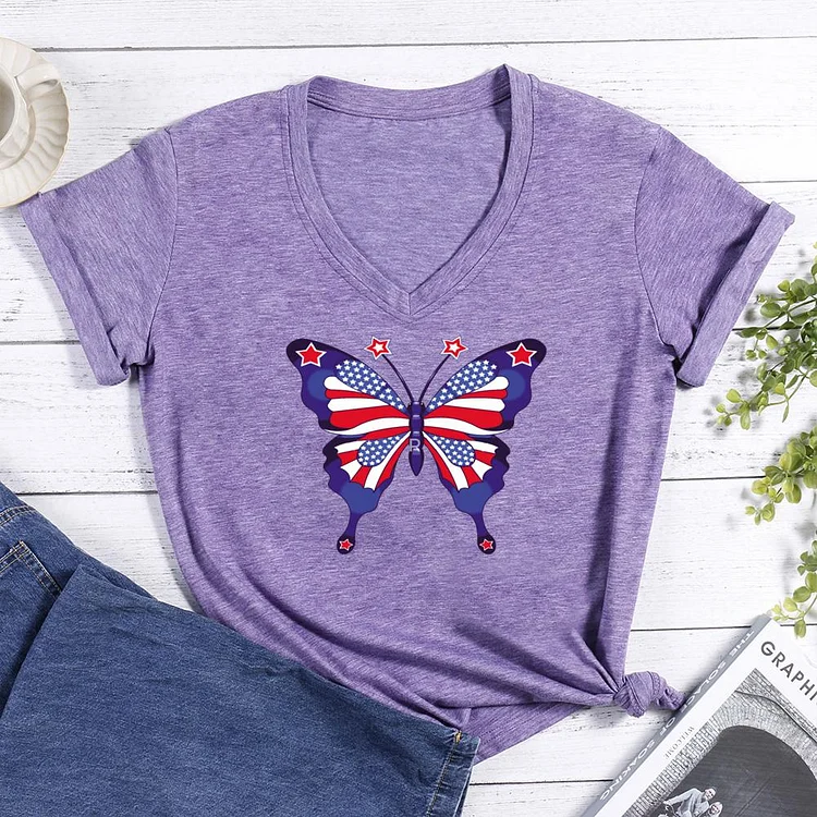 US Independence Day V-neck T Shirt-Annaletters