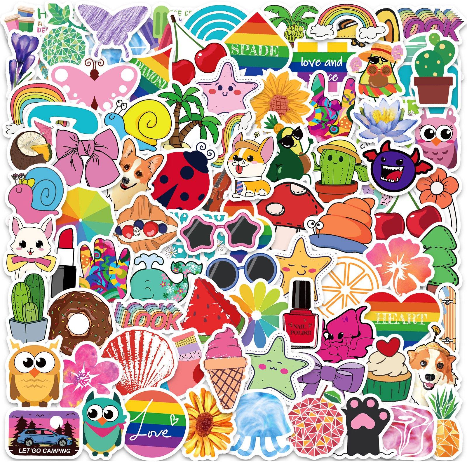 100-Pack Mini Love Heart Cartoon Stickers - Charming & Cute Decals for Kids