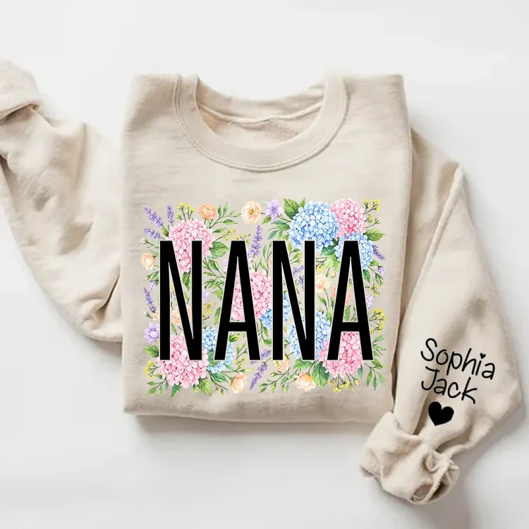 Custom Nana Sweatshirt with Floral Design, Personalized Grandma Shirt, Gift for Nana, Birthday Gift for Grandma