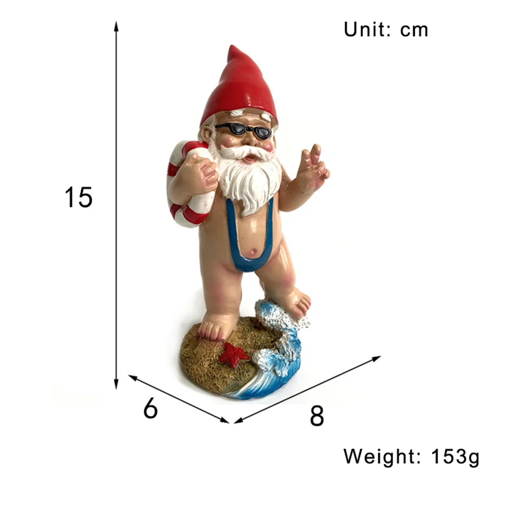 3D Swimming Dwarf Sculpture Garden Gnome Resin Doll Figurines Decoration