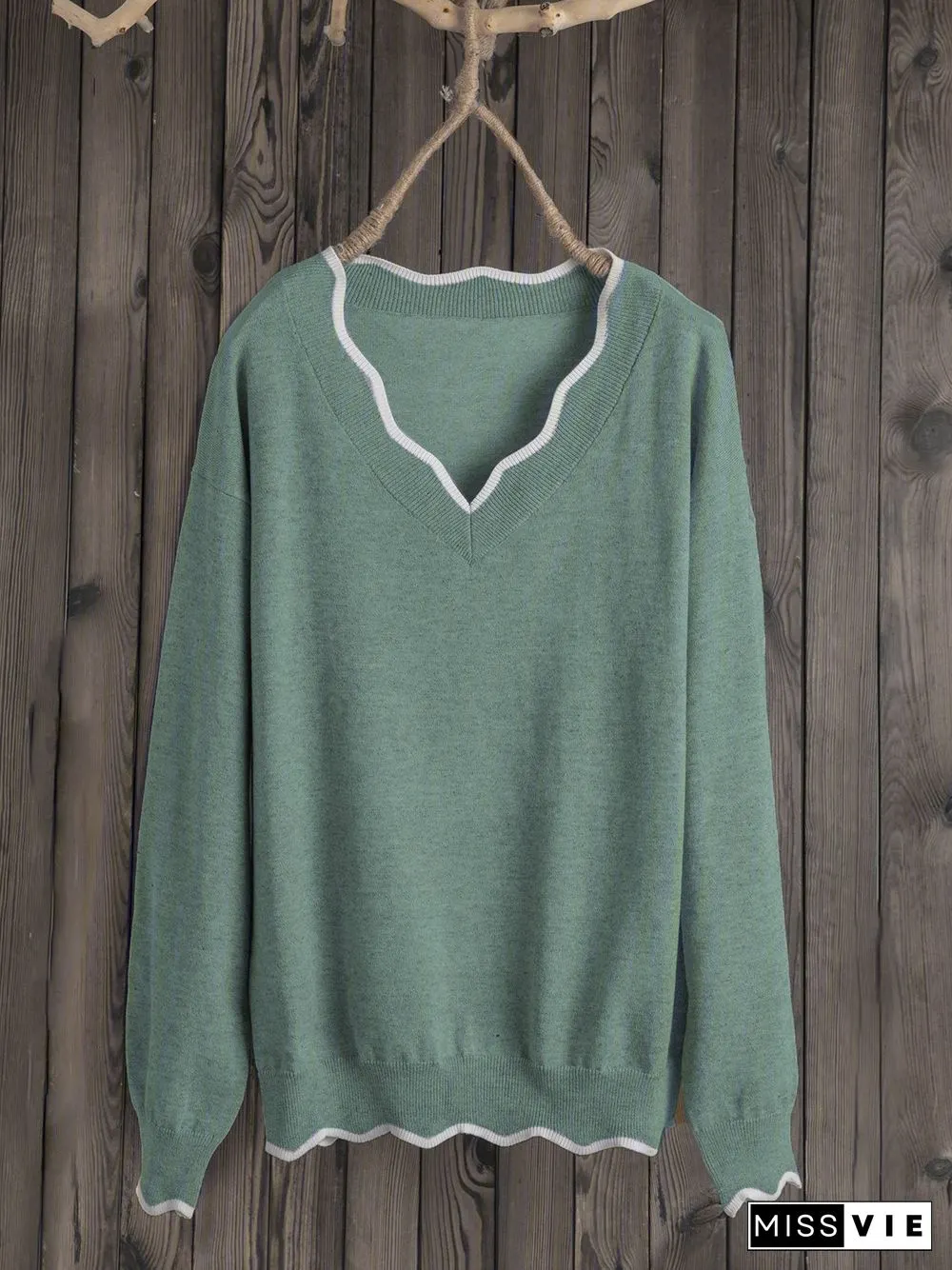Plus Size Solid Loose Fit Women Pullover Wool Knit Sweaters