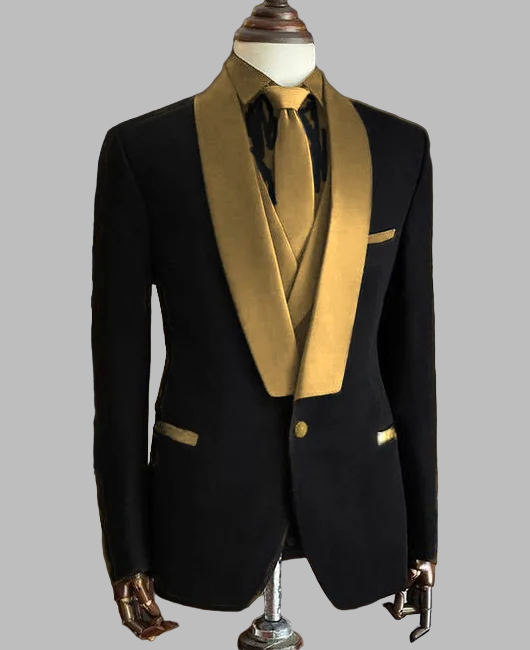 Formal Velvet Patchwork Shawl Neck Single Breasted Tuxedo