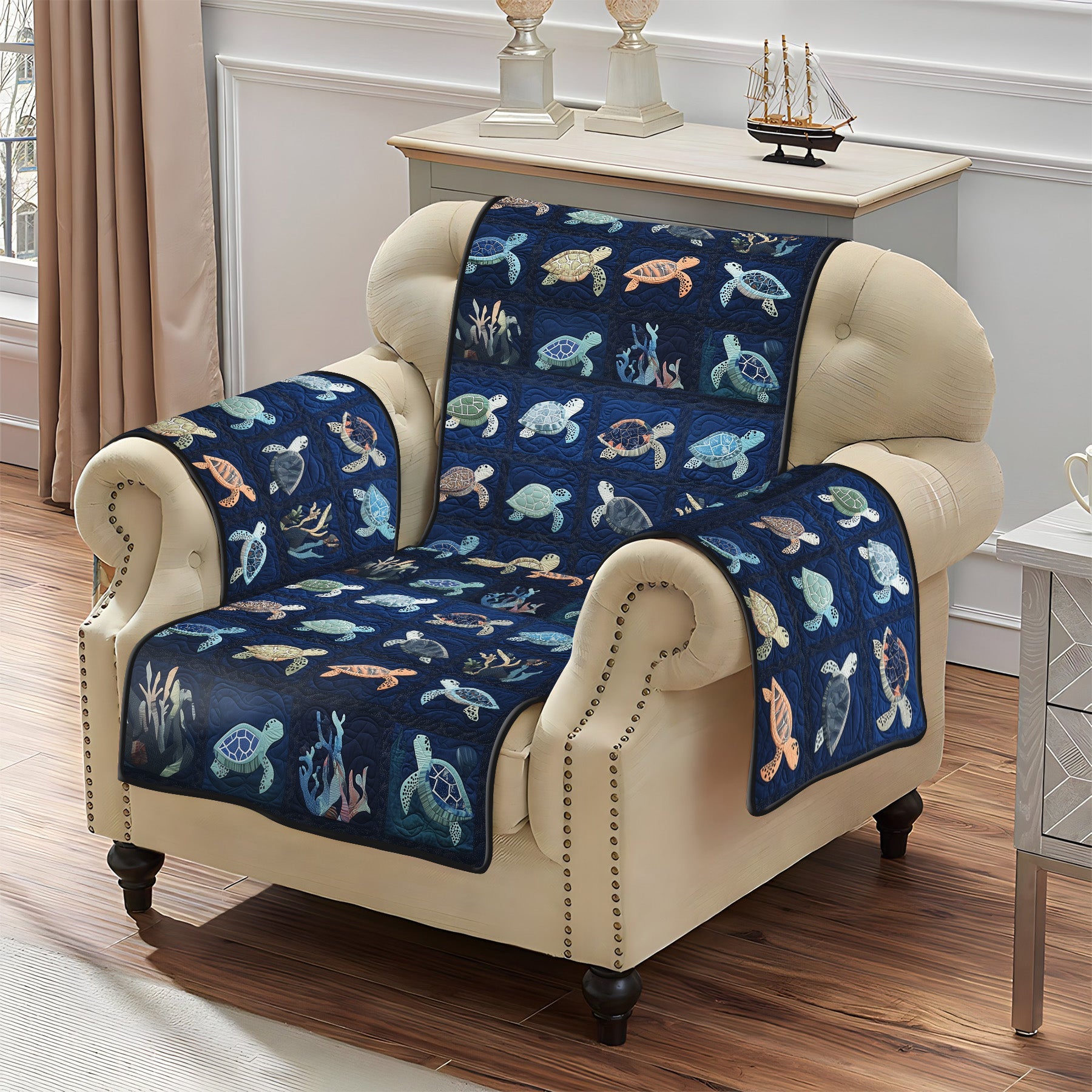 Oceanic Odyssey Quilted Sofa Cover NCU0PT1076 everthome