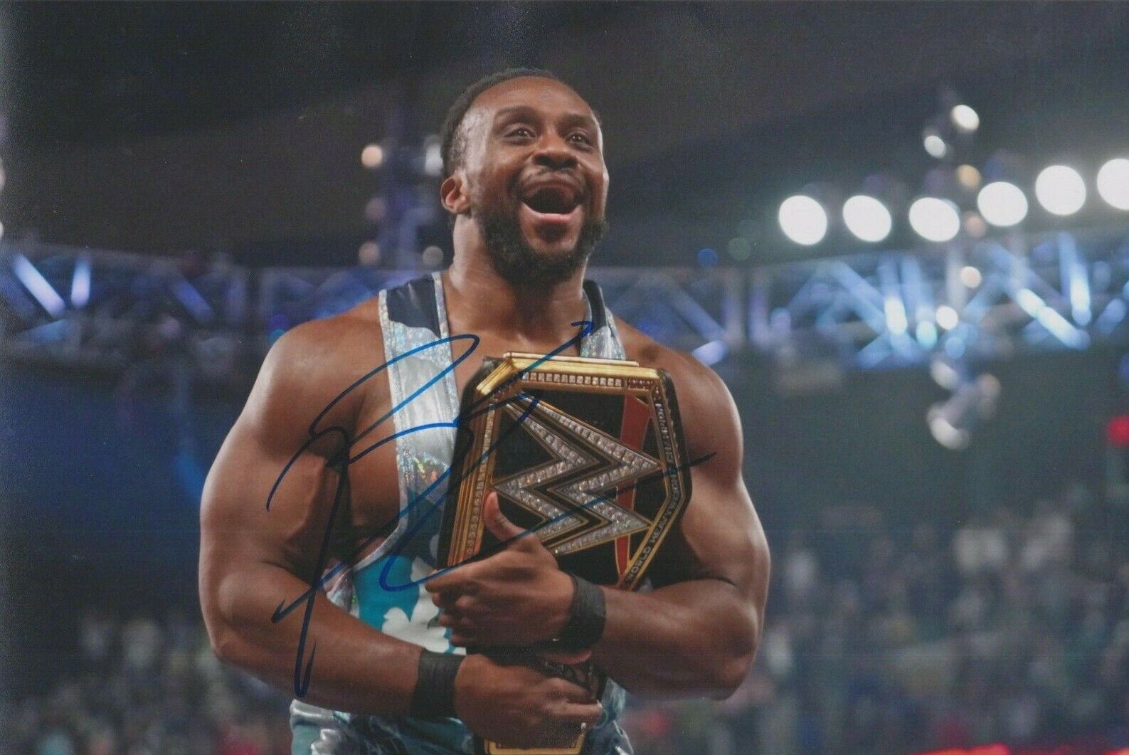 Big E (WWE New Day) **HAND SIGNED** 8x12 Photo Poster painting ~ AUTOGRAPHED