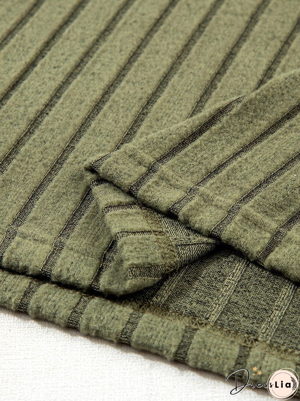 Jungle Green Ribbed Knit Cozy High Neck Two-Piece Pant Set