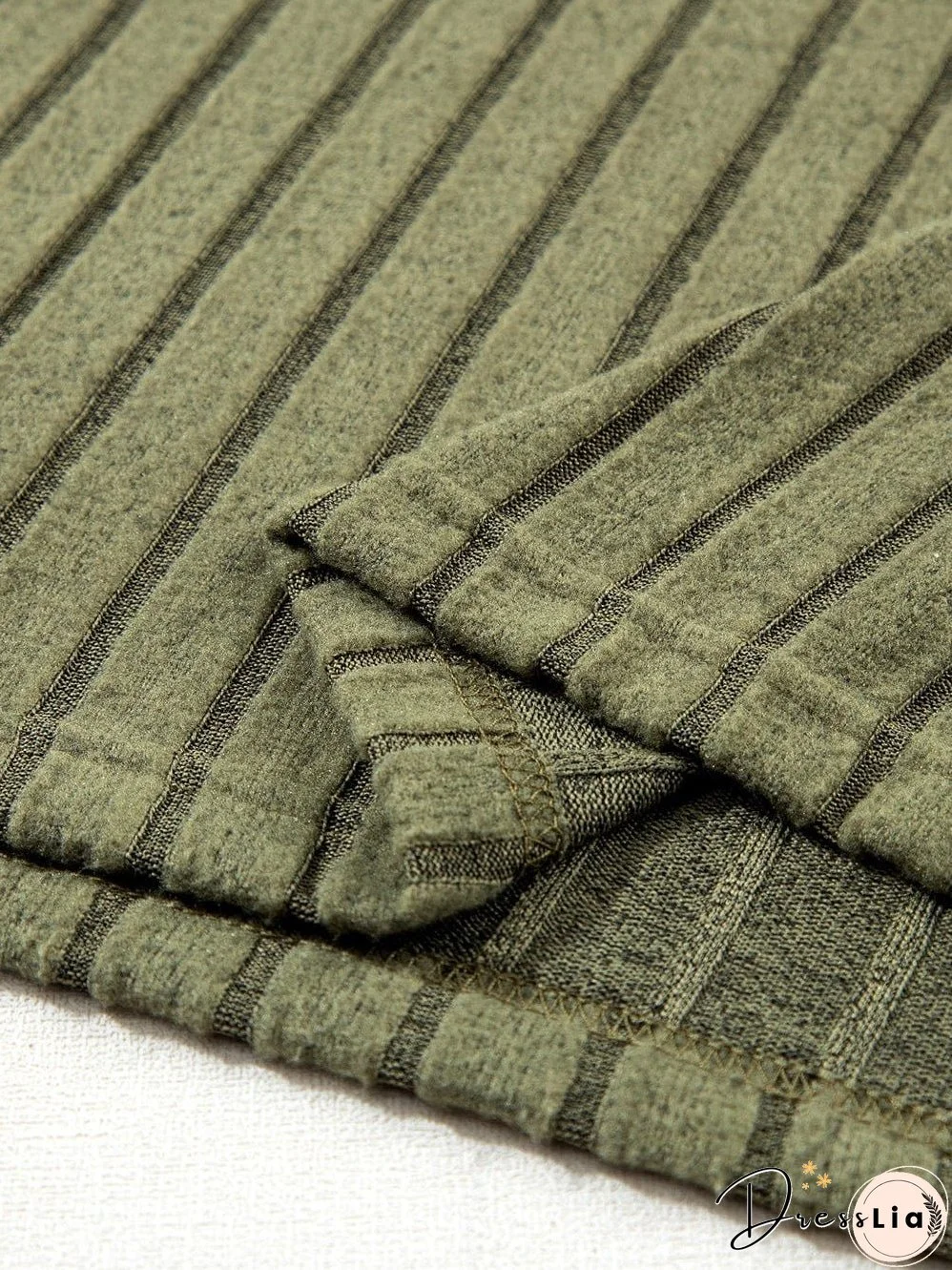 Jungle Green Ribbed Knit Cozy High Neck Two-Piece Pant Set