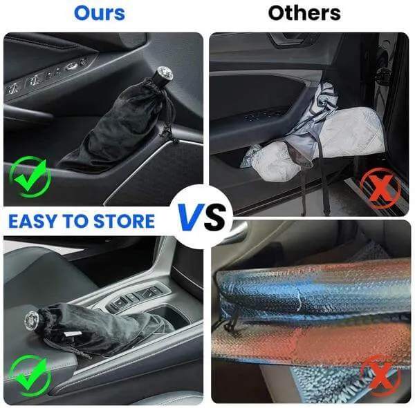 Car sunshade umbrella for windshield  with 360&deg; Rotation Bendable Shaft（59''x 33''）