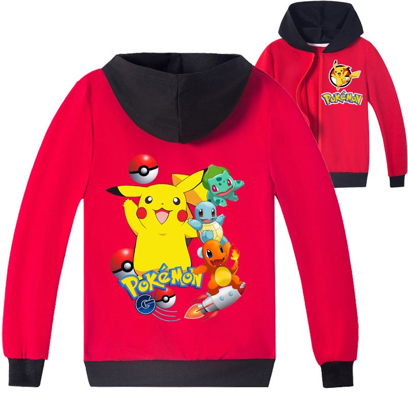 Mayoulove Pikachu Pattern Zipper Jacket | Cute and Comfortable Jacket for Kids | Perfect for Fans of Pikachu | Boys and Girls Aged 3-10 Years Old-Mayoulove
