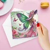 (US Local)6Pcs Fairy Girl DIY Diamond Painting Greeting Card for Holiday Party Favors