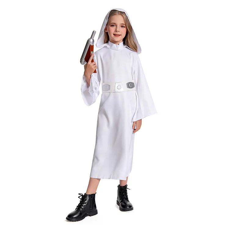 Kids Children Movie Leia White Dress Outfits Cosplay Costume Halloween Carnival Suit