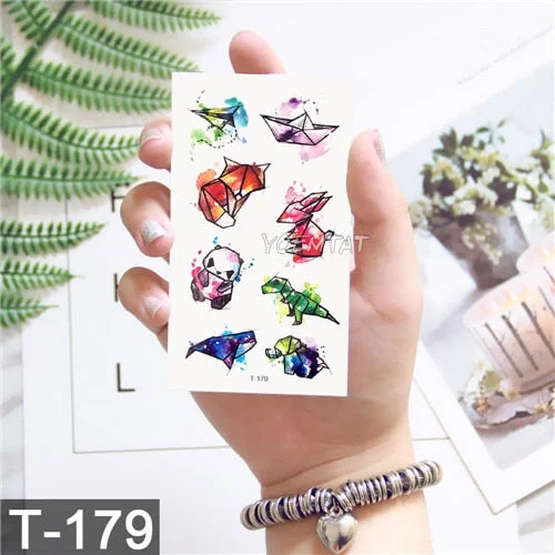 Cute Watercolor Cartoon Design Temporary Tattoo For Kids Children Lamp Water Trasnfer Tattoo Stickers Ocean Women Girl Tatoos