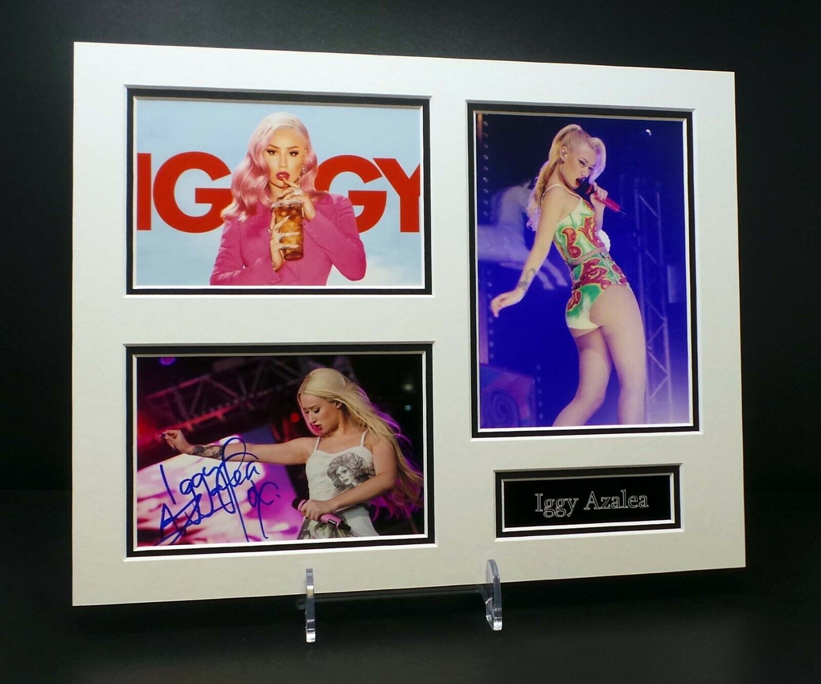 Iggy AZALEA Singer Model SIGNED Glamour Sexy Mounted Photo Poster painting Display B AFTAL COA