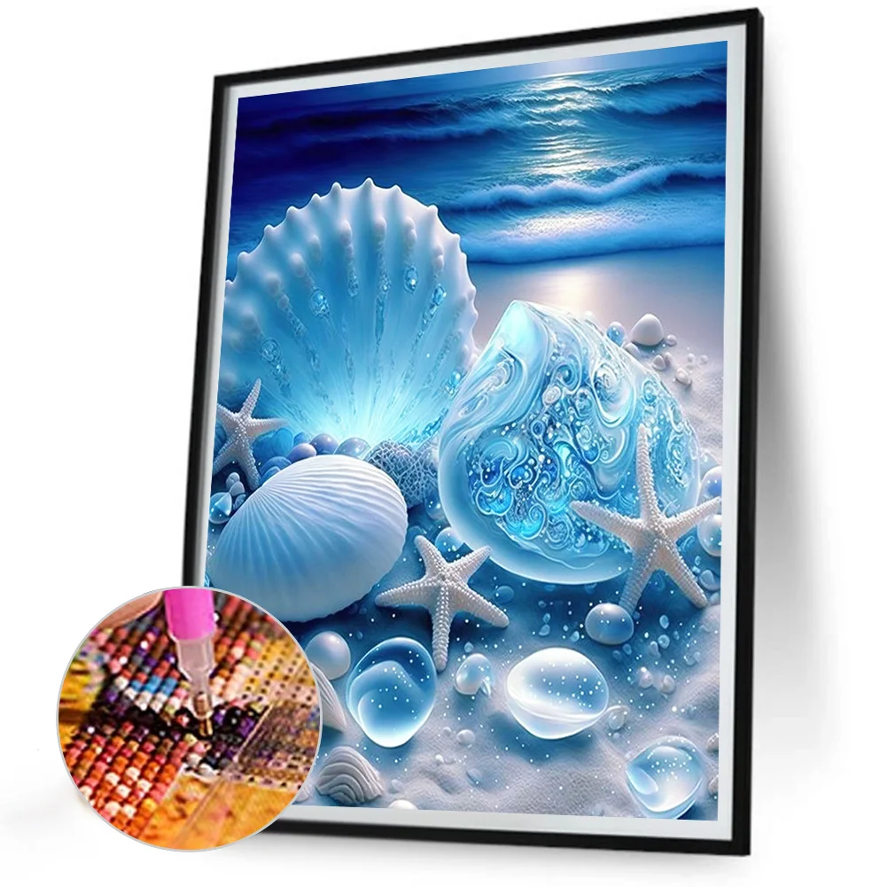 Diamond Painting - Full Round Drill - Coastal Blue Shell(Canvas|30*40cm)