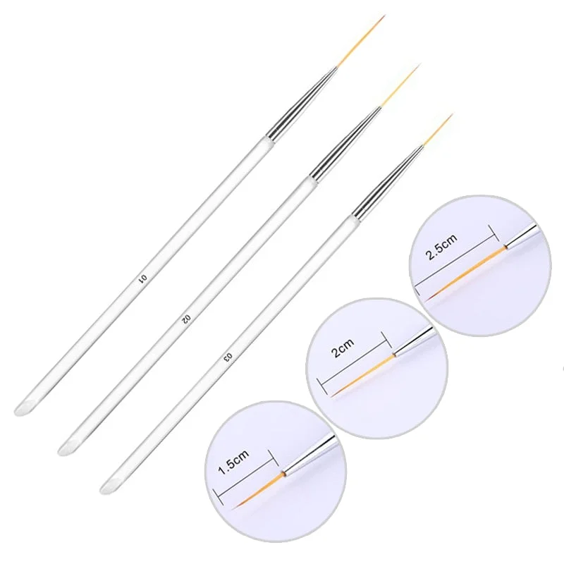 3Pcs/Set Gold Nail Art Brush Painting Drawing Pen Tips Manicuring French Stripe Liner Acrylic Gel UV Polish Brushes Nail Tool-Nail Inspo