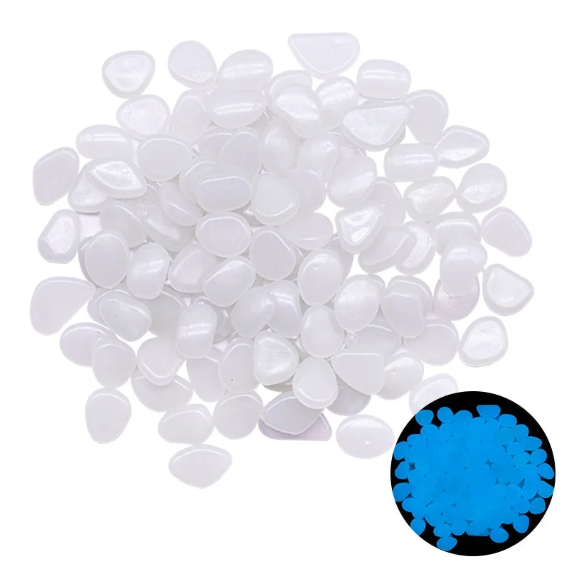 200Pcs Luminous Stone Glow In Dark Garden Pebbles Glow Stones for Outdoor Lawn Walkways Home Decoration Fish Tank Aquarium Rocks