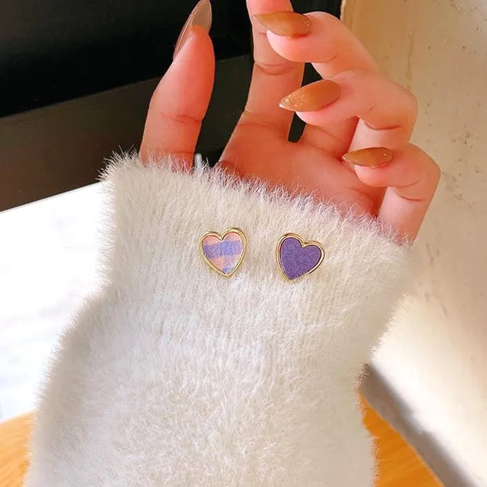Gingham Heart Earrings